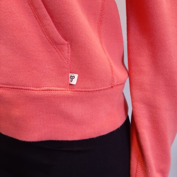 TNA Aritzia Full Zip Hoodie Sweatshirt Sweater Orange Embroidered Logo Fleece - Picture 7 of 14